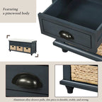 Panca Contenitore Rustica con 3 Cassetti e 3 Cesti in Rattan