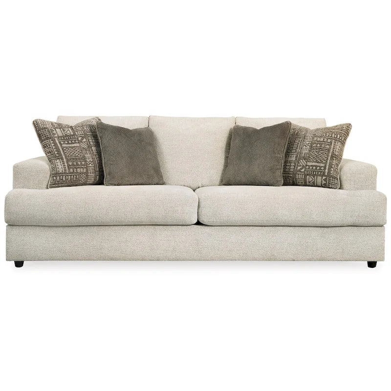 Divano Tren da 96 pollici con 4 cuscini Jacquard, poliestere ciniglia beige chiaro
