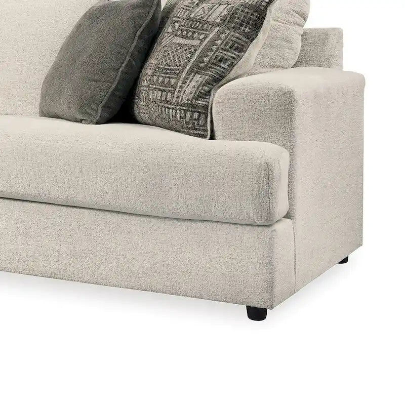 Divano Tren da 96 pollici con 4 cuscini Jacquard, poliestere ciniglia beige chiaro