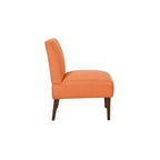 Poltrona Paula da 76 cm, tessuto arancione, schienale capitonné, legno marrone
